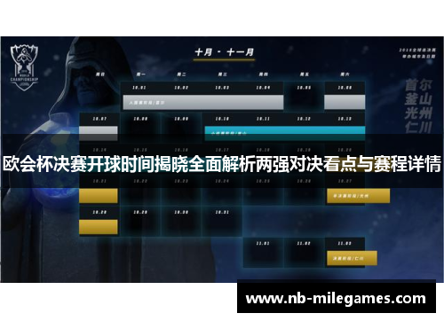 欧会杯决赛开球时间揭晓全面解析两强对决看点与赛程详情